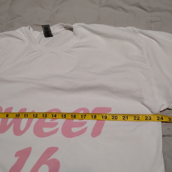 Gildan Sweet 16 Tee - White with Pink | XL - Picture 3 of 8